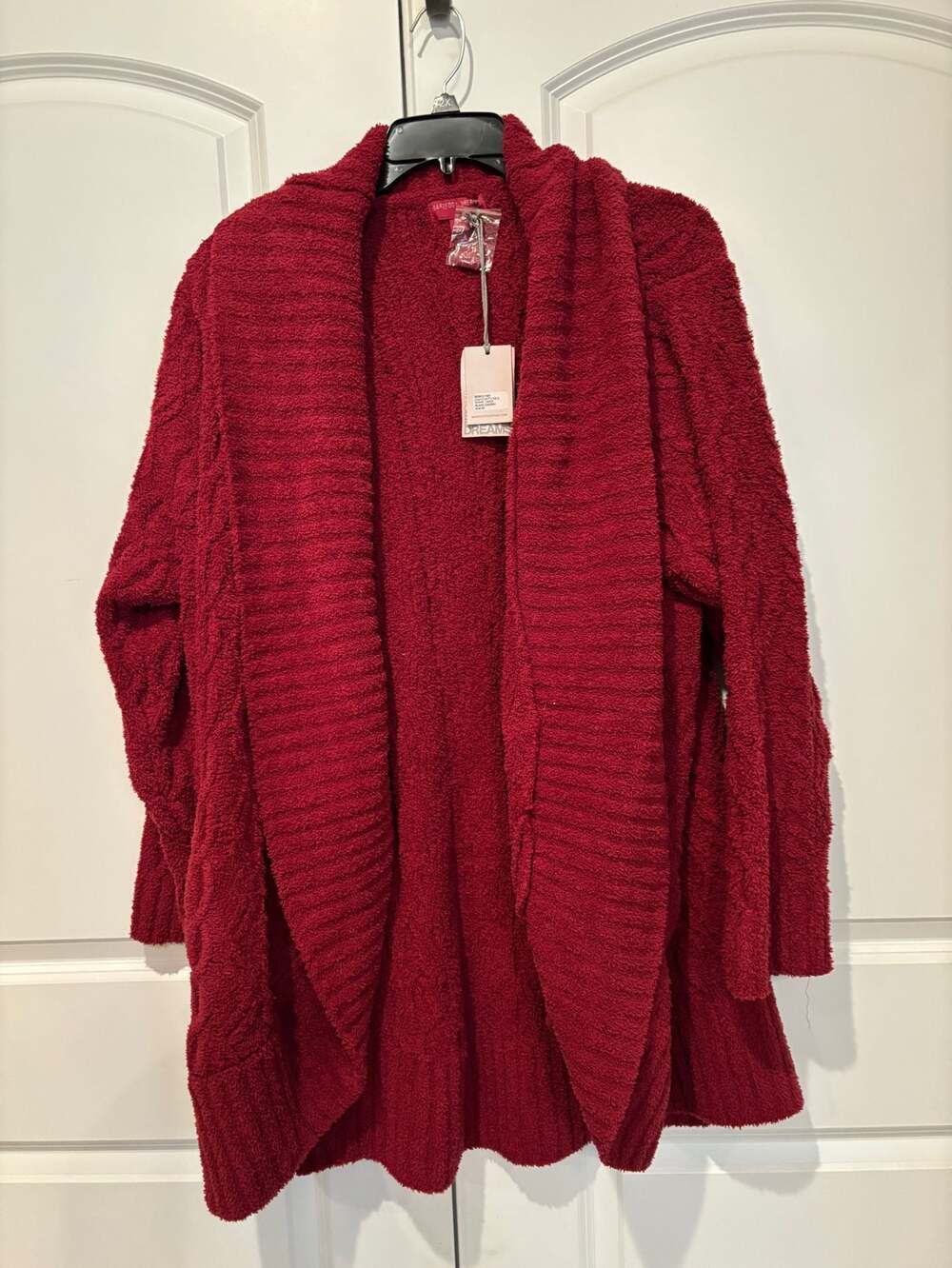 Barefoot Dreams CozyChic Cable Shawl Cardi in Black Cherry Size 3X
